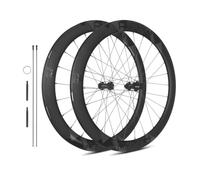 Juego de ruedas ultraligeras de fibra de carbono 700C, sistema de trinquete 36T/54T, llantas de carretera de 50 mm, freno de disco, rodamientos cerámicos, eje pasante, rueda delantera de 12 x 100 mm,