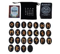 Juego de runas con manual y bolsa, 25 runas de adivinación de madera para altar de brujas, mitología nórdica y meditación, herramientas espirituales amigables para principiantes para enfoque