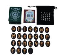 Juego de runas con manual y bolsa - 25 runas de madera para adivinación para altar brujería, mitología nórdica y meditación | Herramientas espirituales adecuadas para principiantes para concentrar la