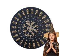 Juego de runas de bruja, 25 runas de madera hechas a mano con disco, inscripciones inmortales para altar, meditación y adivinación, suministros de brujas paganas para rituales y orientación
