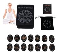 Juego de runas de Bruja, Juego de runas de Brujas místicas de Madera, Juego de Piedras de Runa, Juego de runas de Bruja con Libro guía para adivinación y prácticas mágicas