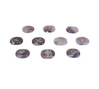 Juego de Runas de Brujas, Cuidadosamente Elaboradas, 10 piezas. Piedras Rúnicas curativas. Juego de Símbolos Gitanos Grabados para Adivinar la fortuna. (Amatista)