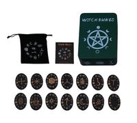 Juego de runas de brujas místicas de madera - Juego de runas de brujas | Kit de runas de brujas | Juego de 14 piezas con libro guía | Juego de runas de bruja de madera | Símbolos de runas de madera gr