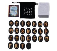 Juego de runas de madera, Juego de runas de bruja - Runas místicas con manual y bolsa de almacenamiento | Runas de altar, runas de 25 piezas, juego de adivinación de runas mitología, decoración del ho