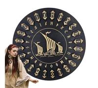 Juego de runas de madera, runas de madera con disco, herramientas decorativas multifuncionales para manualidades con inscripciones inmortales para meditación y adivinación