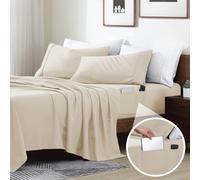 Juego de s banas Swift Home Smart Sheets de 3 piezas de microfibra cepillada ultrasuave con bolsillos laterales - Crema tama o individual
