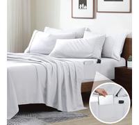 Juego de s banas Swift Home Smart Sheets de 4 piezas de microfibra cepillada ultrasuave con bolsillos laterales - Blanco tama o king