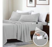 Juego de s banas Swift Home Smart Sheets de 4 piezas de microfibra cepillada ultrasuave con bolsillos laterales - Color plateado tama o king