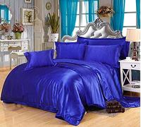 Juego de sábana de la Cama de Guojm, Juegos de Ropa de Cama de Seda satén, Cubierta nórdica, Chapa Plana, Reina Completa 4pcs, Juego de Lino Negro 100% dorado-03-rey 4pcs