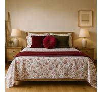 Juego de Sábanas 100% Algodón Estampado Floral Multicolor Tipo Primavera - 3 o 4 Piezas (Bajera + Encimera + 1 o 2 Fundas de Almohada) - Suave, Transpirable y Alegre - Varios Tamaños (CAMA 135 CM)