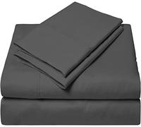 Juego de sábanas 100% algodón orgánico, 4 piezas, ropa de cama suave y fresca, bolsillo profundo (45 cm), calidad genuina y lujosa, sábanas de algodón natural, color gris oscuro sólido, tamaño