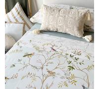 Juego de Sábanas 100% Algodón Sostenible - Estampado de Pájaros - 3 o 4 Piezas: Encimera, Bajera Ajustable y Funda de Almohada - Cama 90, 135, 150, 180 cm - Suaves y Transpirables (Cama 135)