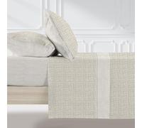 Juego de Sábanas 100% Algodón Vichy Wash Manterol · Percal 150 Hilos · Cuadros Beige · Cama 90-180 cm · con Encimera, Bajera Ajustable y Fundas ·de Almohada (Cama 135/!40cm)