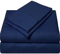 Juego de sábanas 100 % de bambú orgánico, 4 piezas, ropa de cama suave y fresca, bolsillo profundo (30 cm), calidad auténtica y lujosas sábanas de bambú natural, color azul marino, tamaño king.