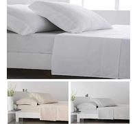 COTTON ARTean Juego de sábanas 105x190/200 Saten algodón Egipcio 400 Hilos LOREA blanco 3 piezas: Encimera, 1 Funda de Almohada, Bajera Ajustable