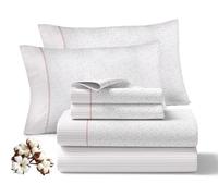 Juego de Sabanas 180x200CM 4 Piezas 100% Algodón 144 Hilos Ajuste preciso colchon 30CM Suaves Transpirables Lavables Diarias Cama Ropa Hogar Modelo Abrazo Color Nude 2 Fundas Almohada
