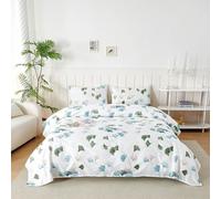 Juego de Sábanas 3 Piezas 120x190/200 cm, Sabanas Cama 120 Microfibra Cepillada Impresión,Sábanas Bajera Ajustable, Sabana Encimera Cama y 1 Funda de Almohada 50x80, Hoja de Ginkgo