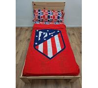 Juego de sábanas 3 Piezas Atlético de Madrid Cama 90 cm. (sábana de 160x270 cm.-Bajera 90x200+28 cm. y Almohada 45x110 cm.)