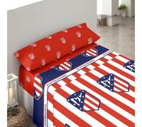 Juego de sábanas 3 Piezas Atlético de Madrid Cama 90 cm. (sábana de 160x270 cm.-Bajera 90x200+28 cm. y Almohada 45x110 cm.)