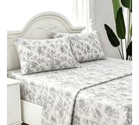 Juego de Sabanas 3 Piezas - Bajera para Cama 90x190cm, Encimera de 160x260cm y una Funda Almohada 50x75cm, 100% Poliéster(Hojas, Cama 90)