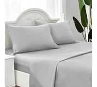 Juego de Sabanas 4 Piezas - Bajera para Cama 135x190cm, Encimera de 210x260cm y Dos Fundas de Almohada de 50x75 cm, 100% Poliéster(Gris, Cama 135)