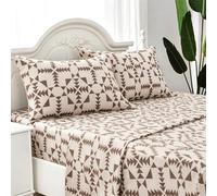 Juego de Sabanas 4 Piezas - Bajera para Cama 135x190cm, Encimera de 210x260cm y Dos Fundas de Almohada de 50x75 cm, 100% Poliéster(Geométrico, Cama 135)