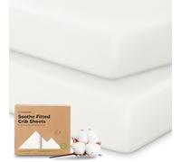 Juego de sábanas Ajustables para Cuna de bebé 70x140-2 Juegos de sábanas Ajustables para Cuna de bebé, sábana Bajera de algodón para Cuna de bebé (Soft White)