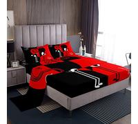 Juego de sábanas Ajustadas para Pareja romántica de Matrimonio, diseño de pájaros de Amor, Hombre, Mujer, Romance, Color Negro, Rojo, para Regalo de San Valentín, Funda de Cama Ultra Suave, tamaño do