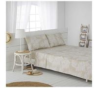 COTTON ARTean Juego de sábanas 160x190/200 Algodón Orgánico ORIO beige 4 piezas: Encimera, 2 Fundas de Almohada, Bajera Ajustable Certificado Gots