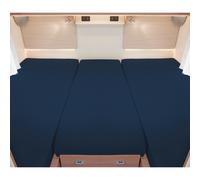 Juego de sábanas bajeras ajustables para camas gemelas de autocaravana azul oscuro bettwarenshop