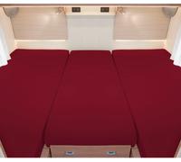 Juego de sábanas bajeras ajustables para camas gemelas de autocaravana rojo oscuro bettwarenshop