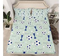 Juego de sábanas bajeras de fútbol para niños y niñas, juego de ropa de cama de juegos deportivos, juego de sábanas con puntuación de goles competitivos, tamaño individual, 2 piezas