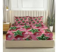 Juego de sábanas bajeras Dibujo 3D Estrella Copo De Nieve, 90 x 190 cm Microfibra Transpirable Sábanas bajeras para colchones de hasta 30 cm - Rosa Estampada acogedoras Sábana Bajera