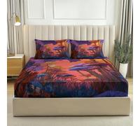 Juego de sábanas bajeras Dibujos Animados Bosque De Hongos Cielo, 180 x 200 cm Microfibra Transpirable Sábanas bajeras para colchones de hasta 30 cm - Vistoso Estampada acogedoras Sábana Bajera