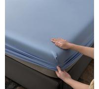 Juego de sábanas bajeras impermeables de verano para colchones individuales y dobles, 90, 150, 160 x 200, 150 x 200 x 30 cm, esquinas elásticas, color azul cielo