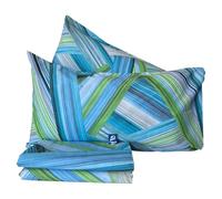 Juego de sábanas completo de percal de algodón 100% italiano para cama de matrimonio, tejido con efecto seda (Persy azul)