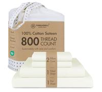 Juego de sábanas de 100% algodón de 800 Hilos, 4 Piezas, Todos elásticos, se Adapta a colchones de hasta 45 cm de Profundidad, Suave Tejido de satén sólido, tamaño King, Color Blanco