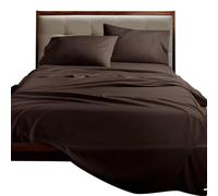 Juego de Sábanas de 3 Piezas,Poliéster Microfibra Cepillado y Prelavado,Sábana Bajera Ajustable,Sábana encimera,Una Funda para Almohada de 50x75cm,Suave y Retención de Calor Marrón Cama 105 x 200