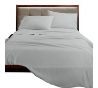 Juego de Sábanas de 3 Piezas,Poliéster Microfibra Cepillado y Prelavado,Sábana Bajera Ajustable,Sábana encimera,Una Funda para Almohada de 50x75cm,Suave y Retención de Calor Gris Claro Cama 90 x 200