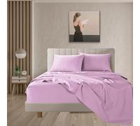 Juego de Sábanas de 4 Piezas de Cama 160 x 200,Poliéster Cepillado y Prelavado,Sábana Bajera Ajustable,Sábana encimera,Dos Funda para Almohada de 50x75cm,Suave y Retención de Calor Lila