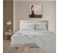 Juego de Sábanas de 4 Piezas de Cama 160 x 200,Poliéster Cepillado y Prelavado,Sábana Bajera Ajustable,Sábana encimera,Dos Funda para Almohada de 50x75cm,Suave y Retención de Calor Gris Claro