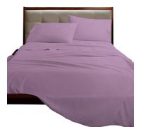 Juego de Sábanas de 4 Piezas,Poliéster Microfibra Cepillado y Prelavado,Sábana Bajera Ajustable,Sábana encimera,Dos Funda para Almohada de 50x75cm,Suave y Retención de Calor Lila Cama 160 x 200