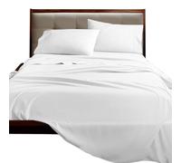 Juego de Sábanas de 4 Piezas,Poliéster Microfibra Cepillado y Prelavado,Sábana Bajera Ajustable,Sábana encimera,Dos Funda para Almohada de 50x75cm,Suave y Retención de Calor Blanco Cama 160 x 200