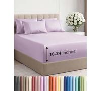 Juego de sábanas de 6 piezas, transpirables frescas, suaves, de fácil ajuste y antiarrugas, calidad de hotel de lujo, cómodas y con esquinera extraprofunda, tamaño queen, lavanda claro
