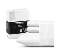 Juego de sábanas de algodón 100 % orgánico, tamaño King, con sábana bajera y fundas de almohada totalmente elásticas, juego de sábanas de 300 hilos, colección de hotel, con bolsillo profundo, sin