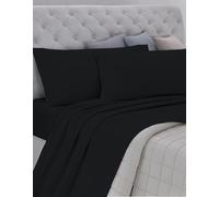 Juego de sábanas de algodón 100% Transpirable sin sustancias nocivas, Calidad certificada estándar 100 by Oeko-Tex Fiducia nel Textile, 1 Plaza y Media, Color Negro, diseñado en Italia