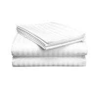 Juego de sábanas de algodón, transpirables y refrescantes, sábanas de lujo de hotel, extra suaves, de fácil ajuste, juego de 4 piezas, 600 hilos, sin arrugas, bolsillo de 32 cm de profundidad, rayas