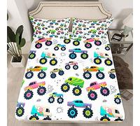 Juego de sábanas de Coches Lindo Monster Truck Sábanas de Ropa de Cama Niños Niños Equipo de Cubierta de Cama Colorida 2 Piezas Tamaño Individual