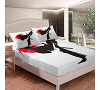 Juego de sábanas de Estilo japonés con diseño de Taekwondo, Color Negro, Blanco, Rojo, Juego de sábanas para niños, niños, niñas, japonés, Funda de Cama, decoración de habitación tamaño Individual
