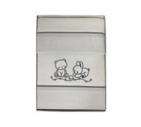 Juego de Sábanas de franela calentitas para Carro con Diseño de Osito y Conejo, Blanco y Gris, Algodón con Detalles Bordados, Estilo Clásico Invierno